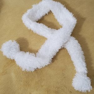 White Fluffy Pom Poms Scarf